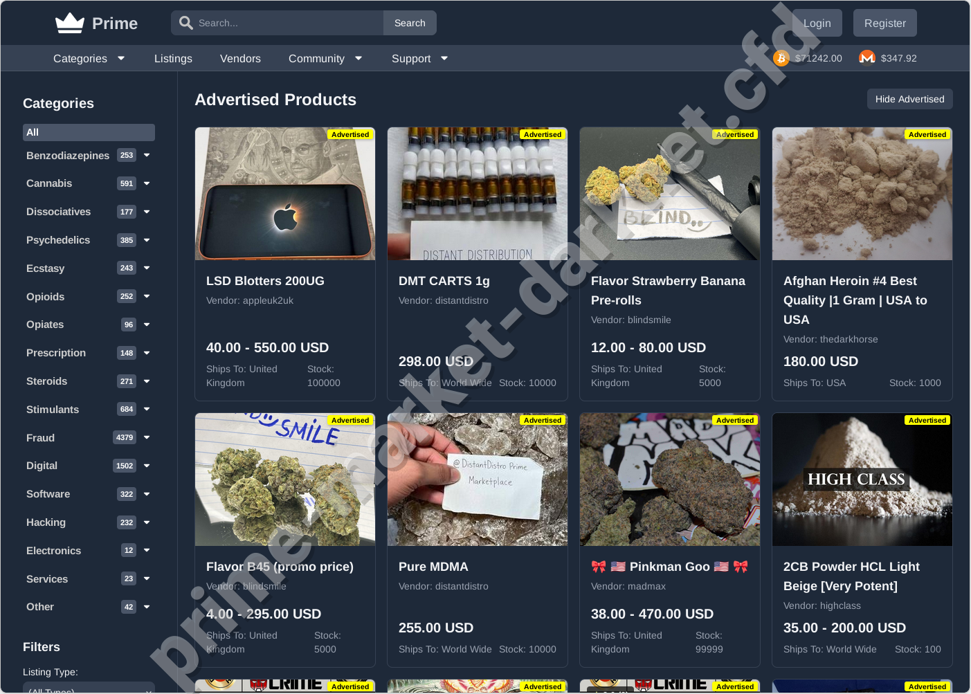 Prime Darknet Market Homepage