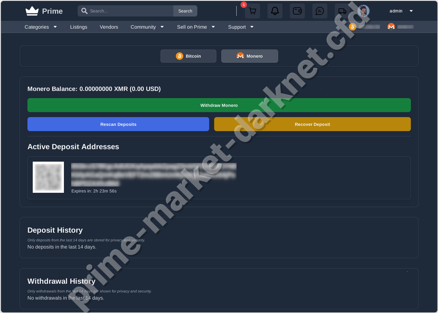 Prime Monero Wallet on Prime Darknet Market